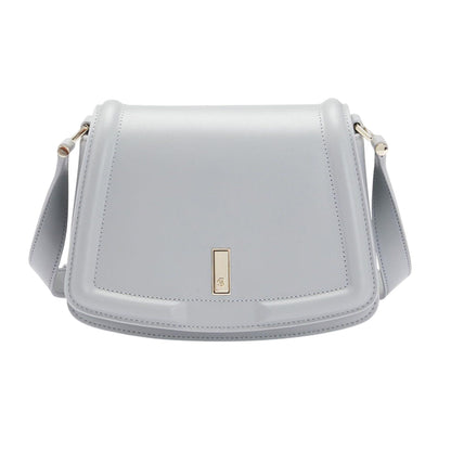 Grey - Front - Boss Saddle Leather Handbag