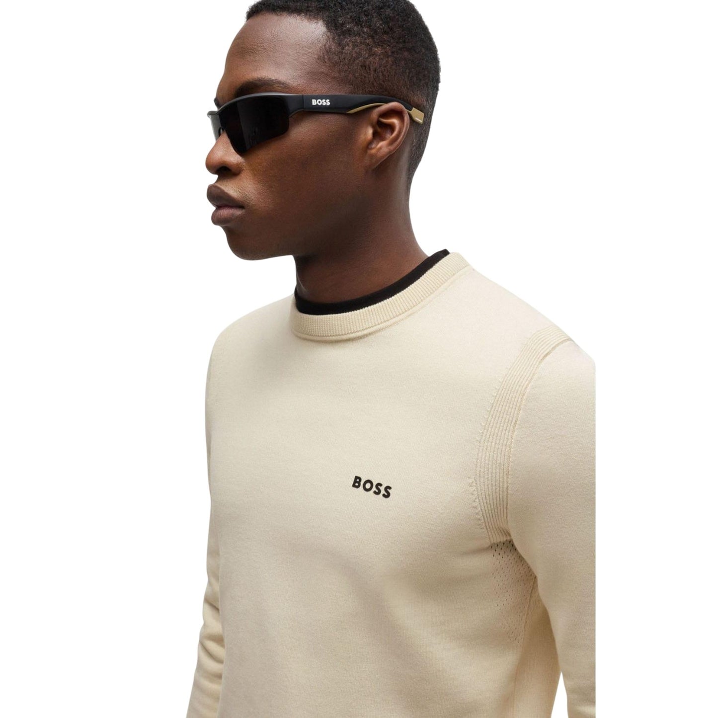 White - Side - Hugo Boss Mens Logo Regular Sweatshirt
