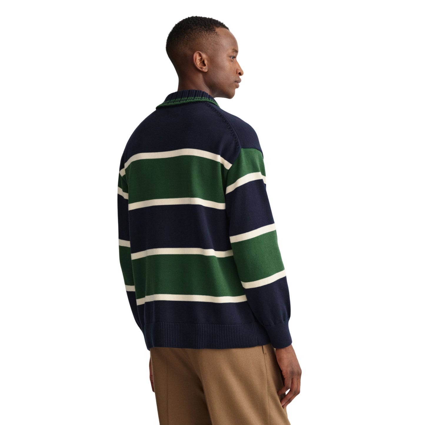 Blue - Back - Gant Unisex Adult Knitted Heavy Rugby Sweatshirt