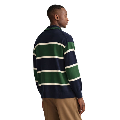 Blue - Back - Gant Unisex Adult Knitted Heavy Rugby Sweatshirt