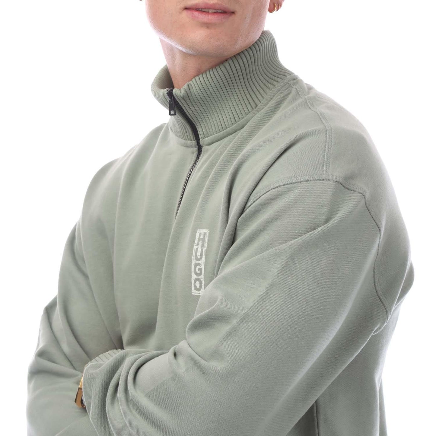 Green - Side - Hugo Boss Mens Logo Sweatshirt