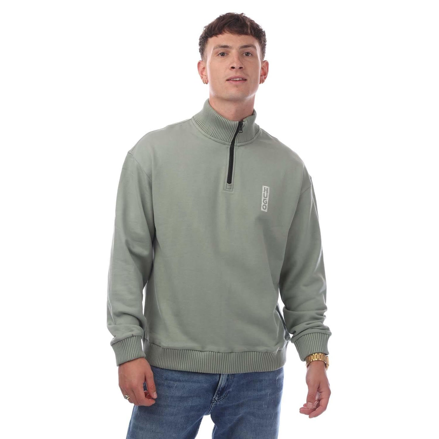 Green - Front - Hugo Boss Mens Logo Sweatshirt