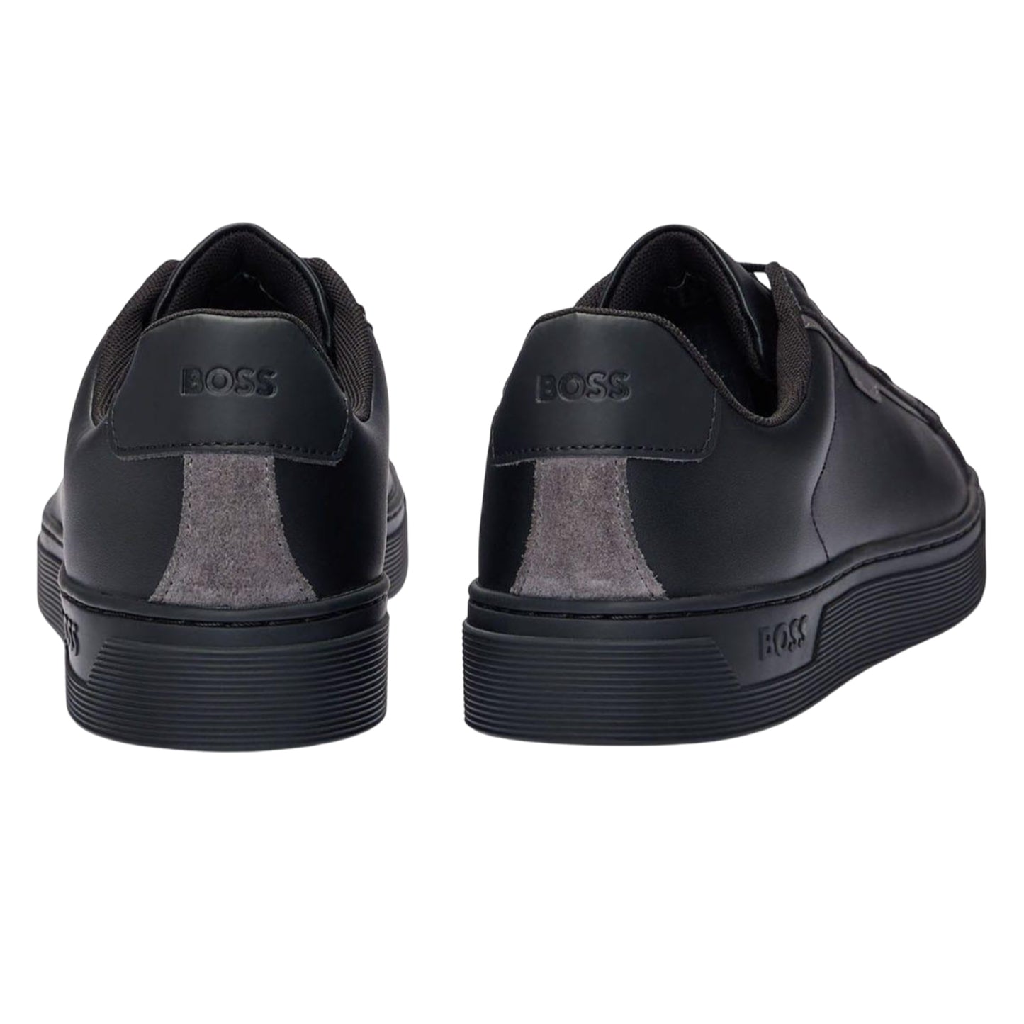 Black - Back - Boss Mens Rhys Suede Tennis Trainers