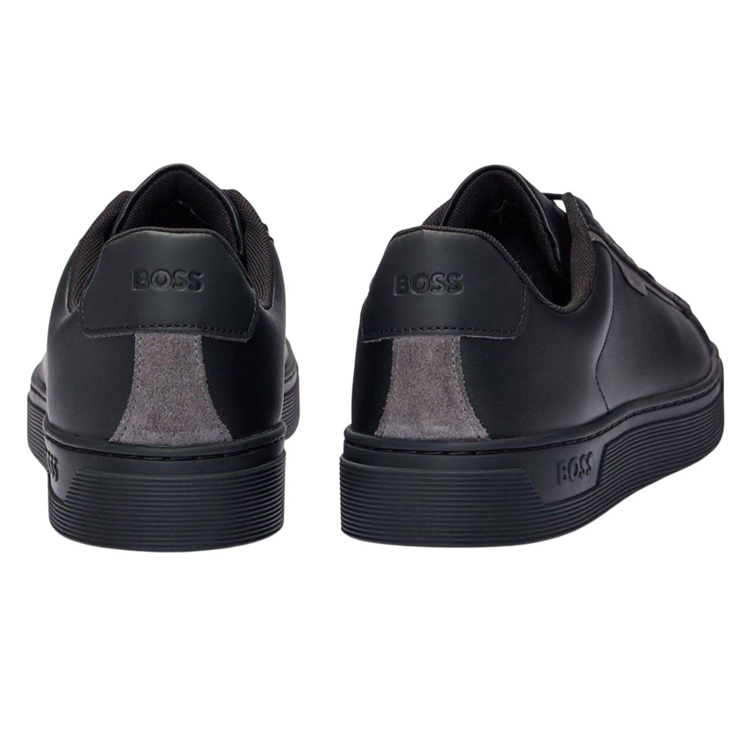 Black - Back - Boss Mens Rhys Suede Tennis Trainers
