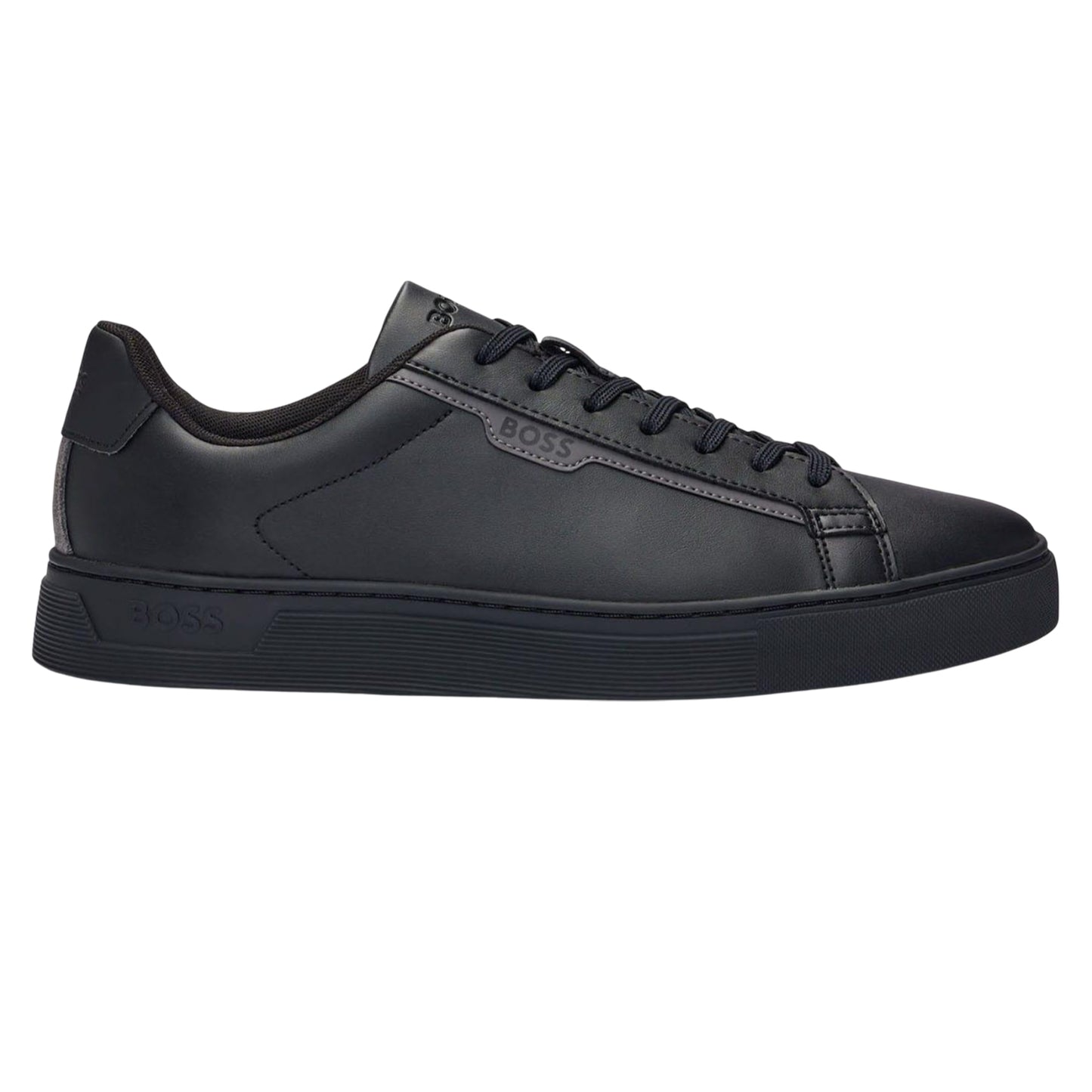 Black - Side - Boss Mens Rhys Suede Tennis Trainers