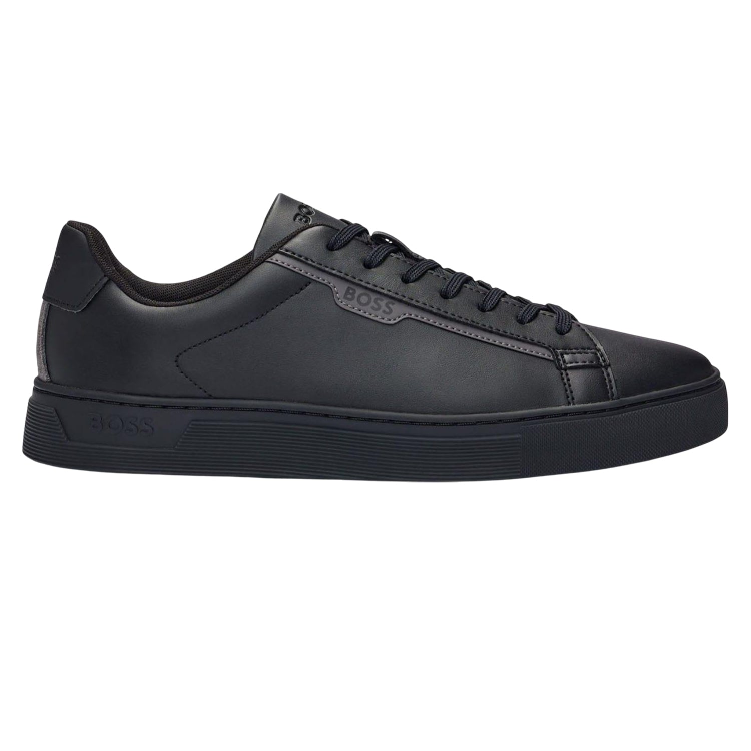 Black - Side - Boss Mens Rhys Suede Tennis Trainers