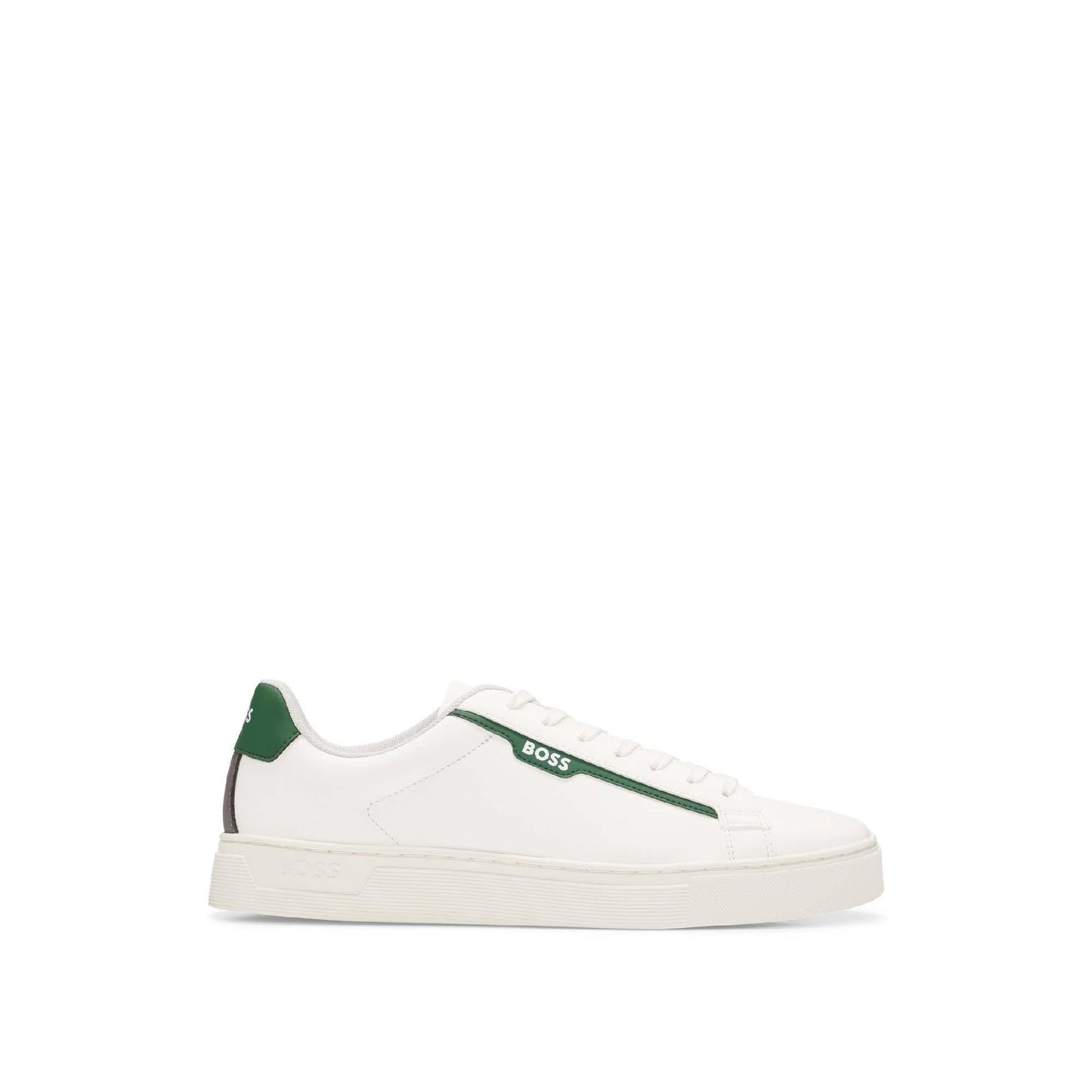 White - Front - Boss Mens Rhys Suede Tennis Trainers