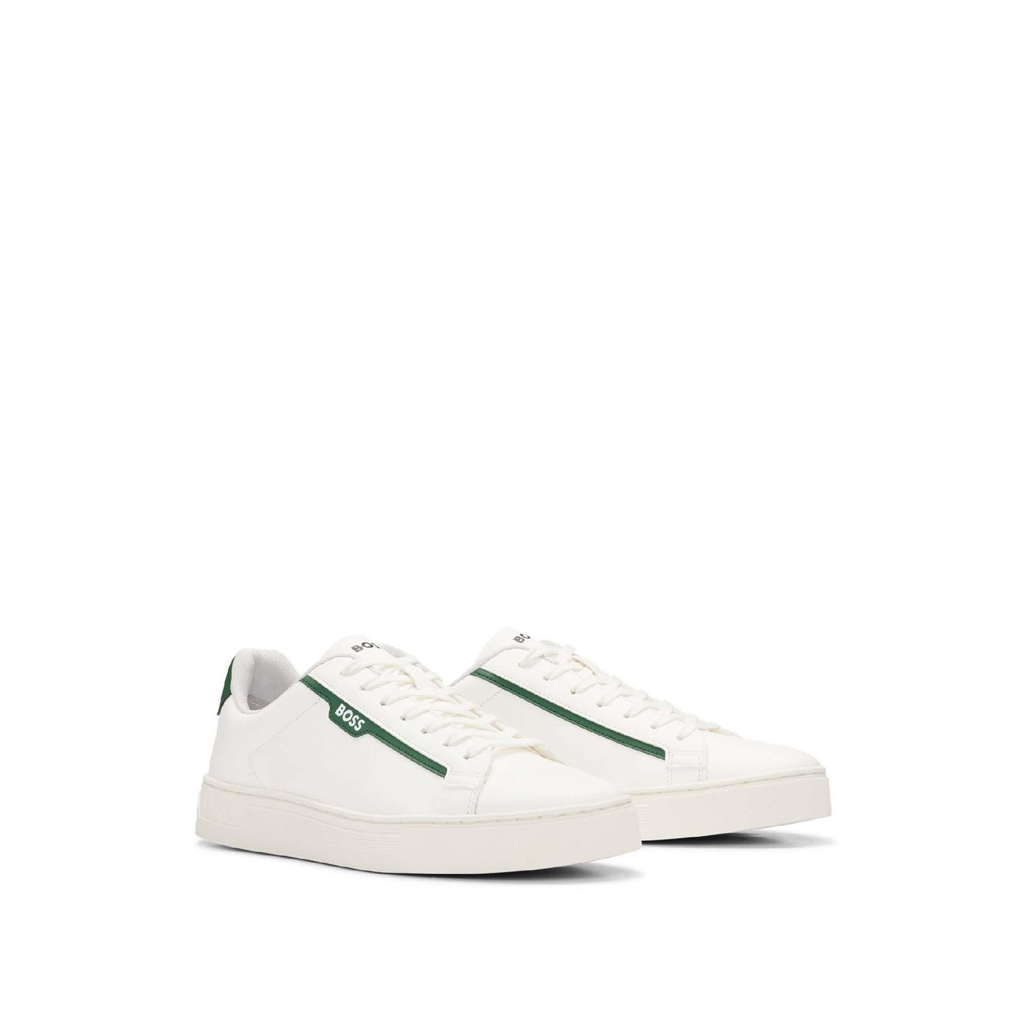 White - Back - Boss Mens Rhys Suede Tennis Trainers