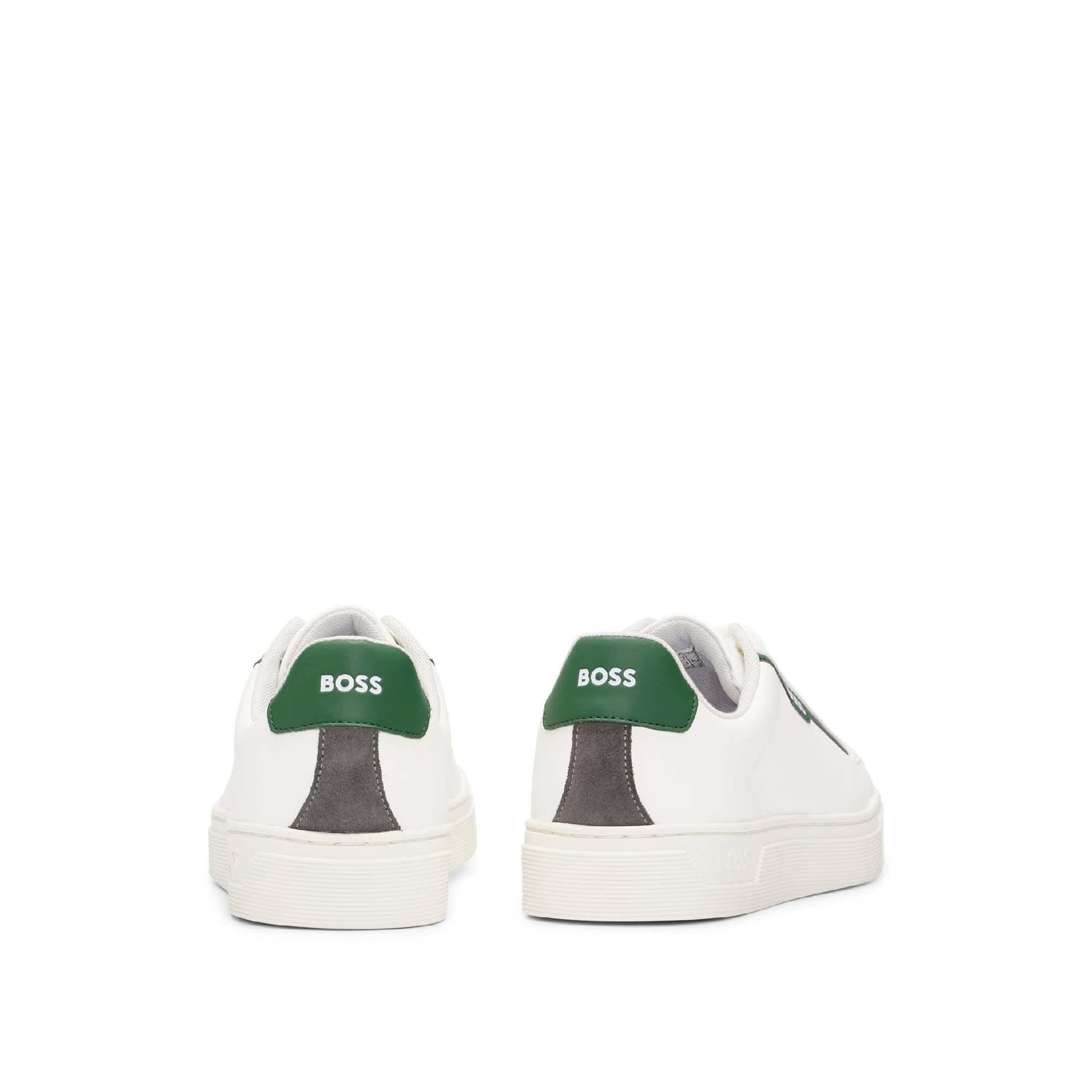 White - Side - Boss Mens Rhys Suede Tennis Trainers