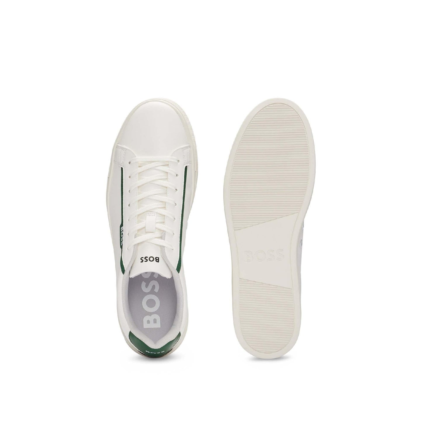 White - Lifestyle - Boss Mens Rhys Suede Tennis Trainers