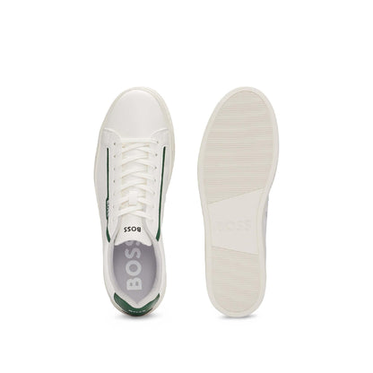 White - Lifestyle - Boss Mens Rhys Suede Tennis Trainers