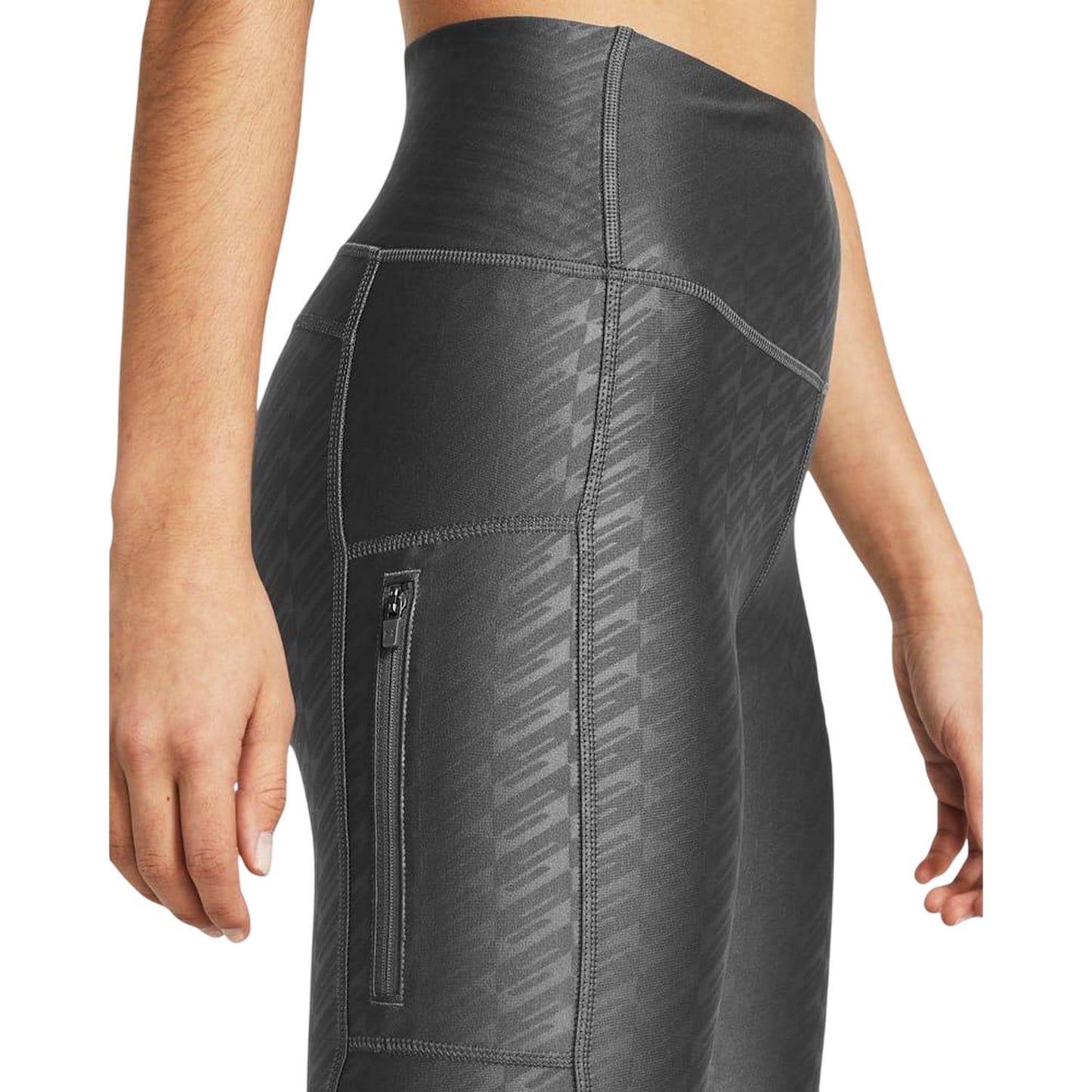 Grey - Pack Shot - Under Armour Womens-Ladies Embossed Logo Leggings