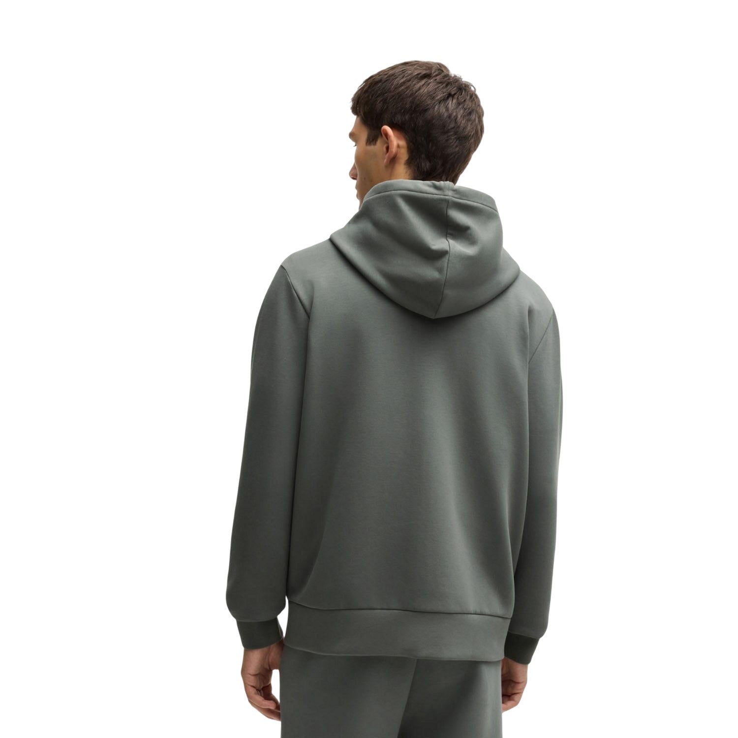 Grey - Back - Boss Mens Saggy Full Zip Hoodie