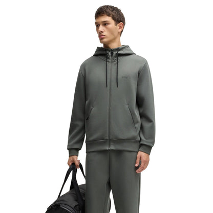 Grey - Pack Shot - Boss Mens Saggy Full Zip Hoodie