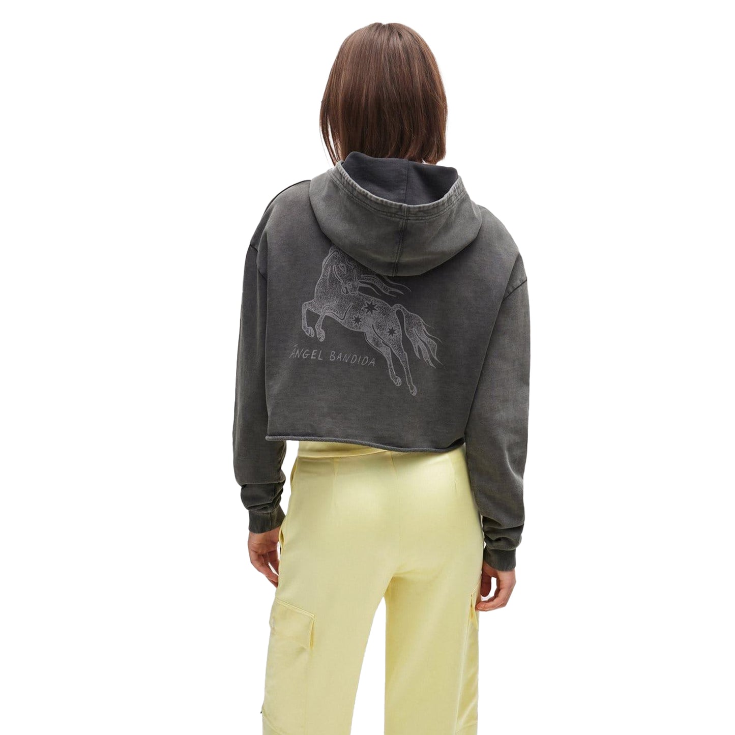 Black - Back - Hugo Womens-Ladies Dephana_2 Relaxed Fit Crop Hoodie