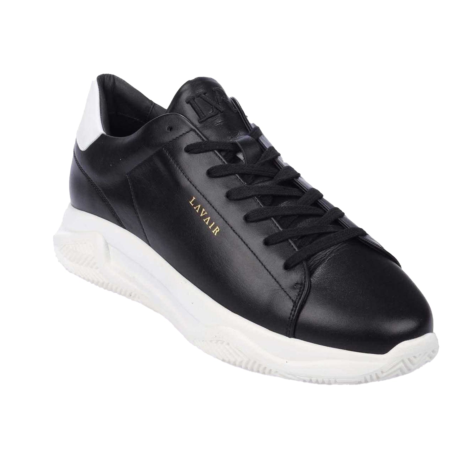 Black - Front - Lavair Mens Linear Nappa Leather Trainers