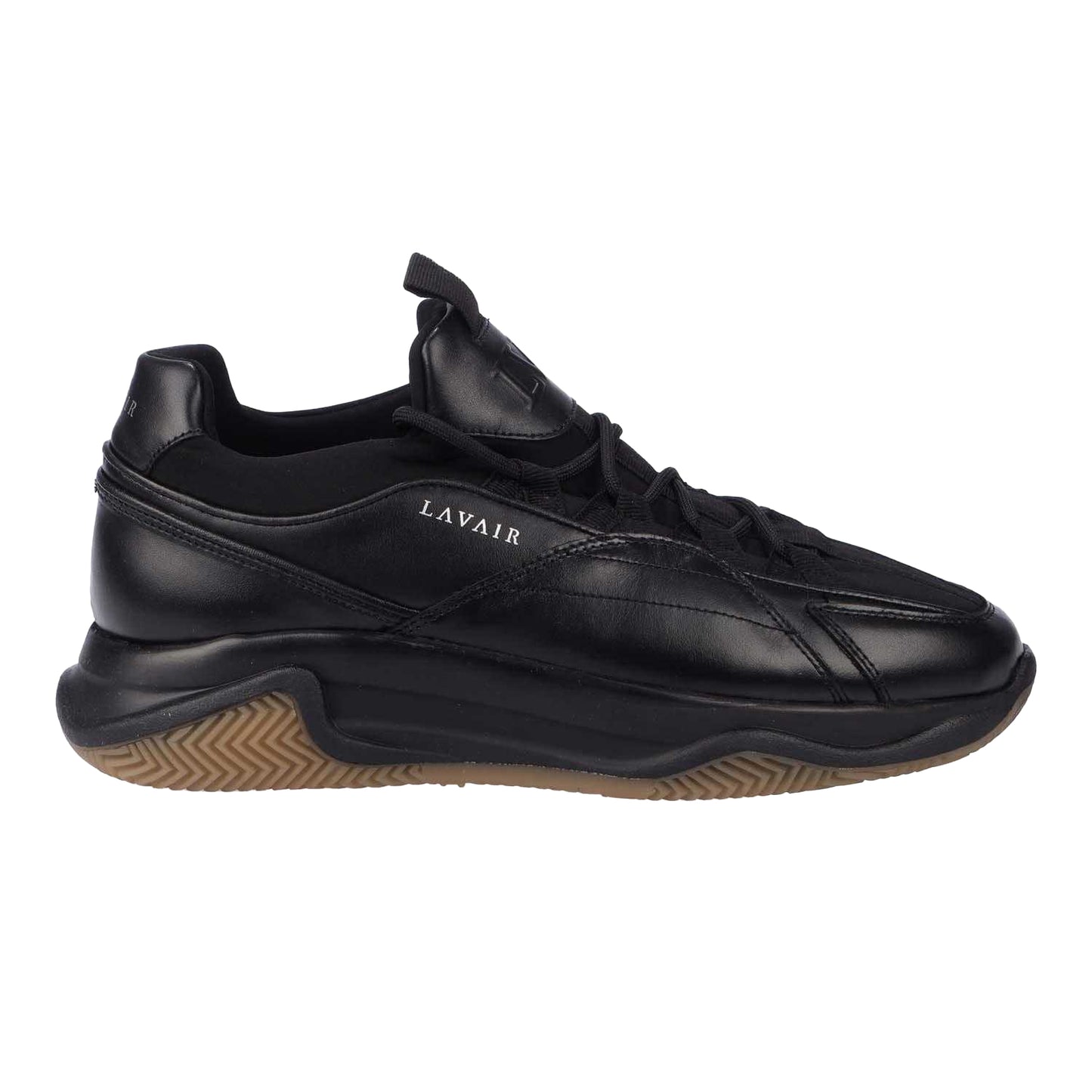 Black - Side - Lavair Mens Creator Premium Leather Trainers