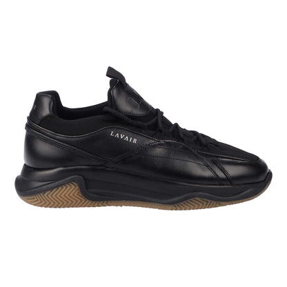 Black - Side - Lavair Mens Creator Premium Leather Trainers