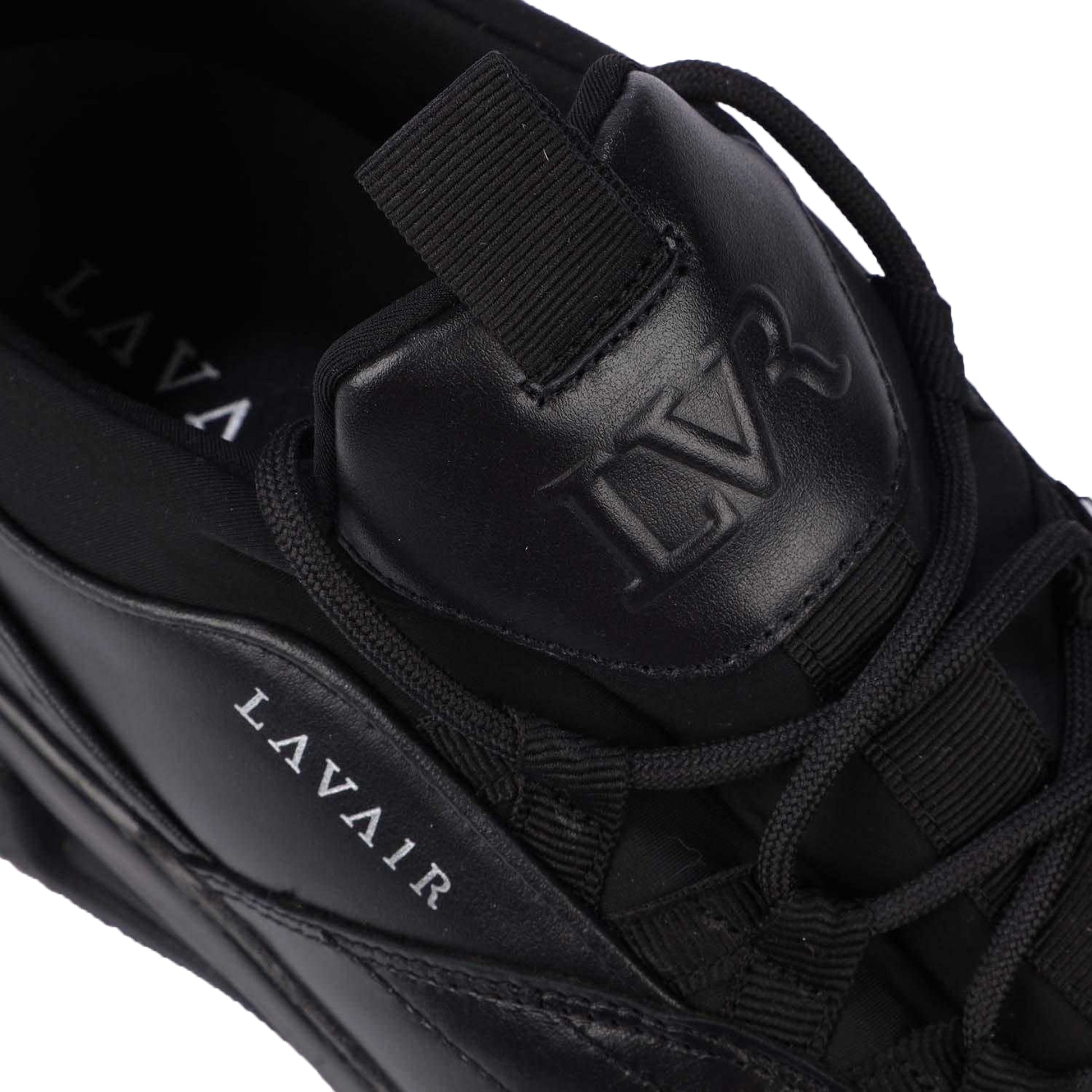 Black - Close up - Lavair Mens Creator Premium Leather Trainers
