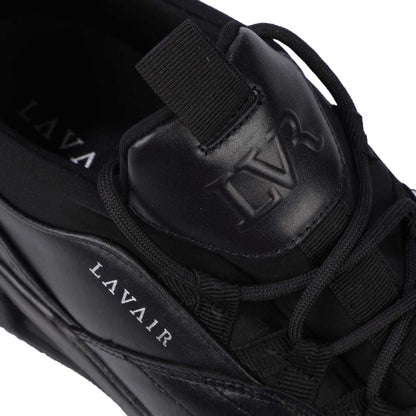 Black - Close up - Lavair Mens Creator Premium Leather Trainers