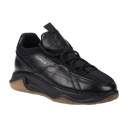 Black - Front - Lavair Mens Creator Premium Leather Trainers