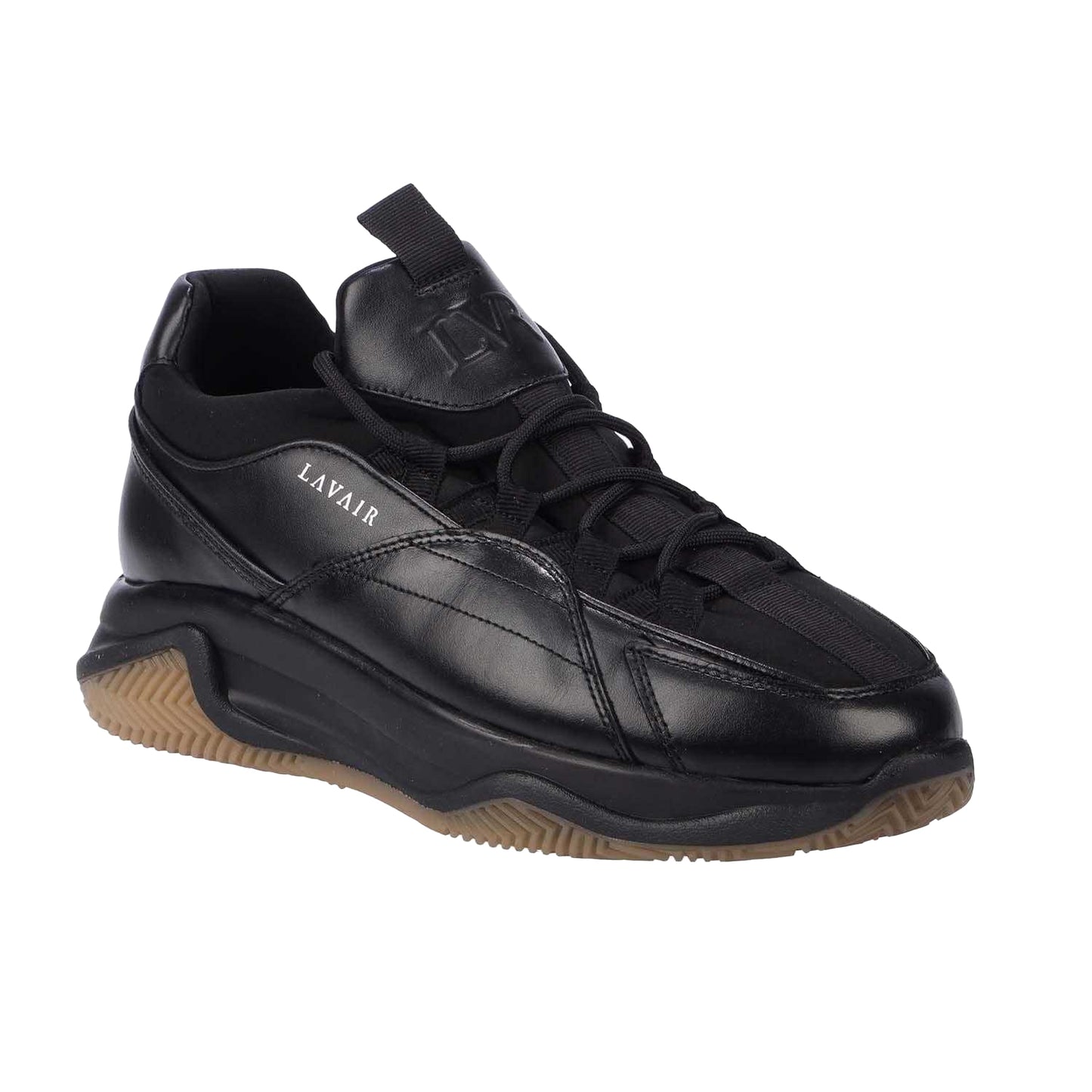 Black - Front - Lavair Mens Creator Premium Leather Trainers
