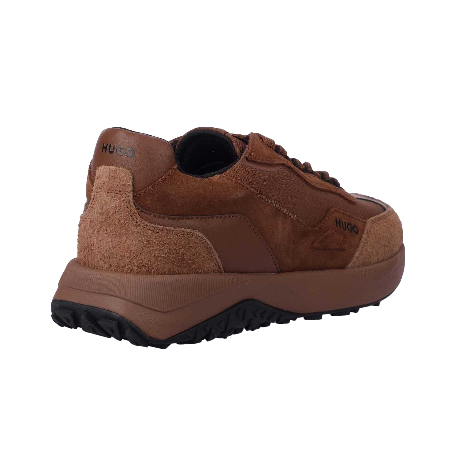 Brown - Back - Hugo Mens Kane Runner Suede Trainers