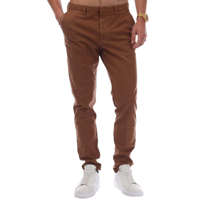 Dark Brown - Front - Boss Mens Logo Slim Trousers