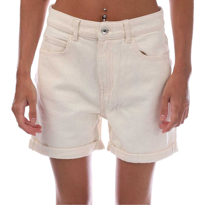 Ecru - Front - Only Womens-Ladies Vega Mom Denim Shorts
