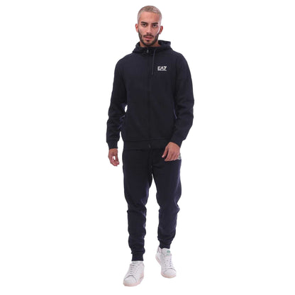 Navy - Front - Emporio Armani EA7 Mens Visibility Cotton Blend Tracksuit