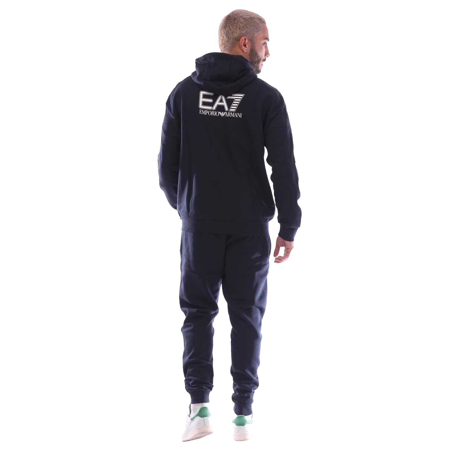 Navy - Back - Emporio Armani EA7 Mens Visibility Cotton Blend Tracksuit