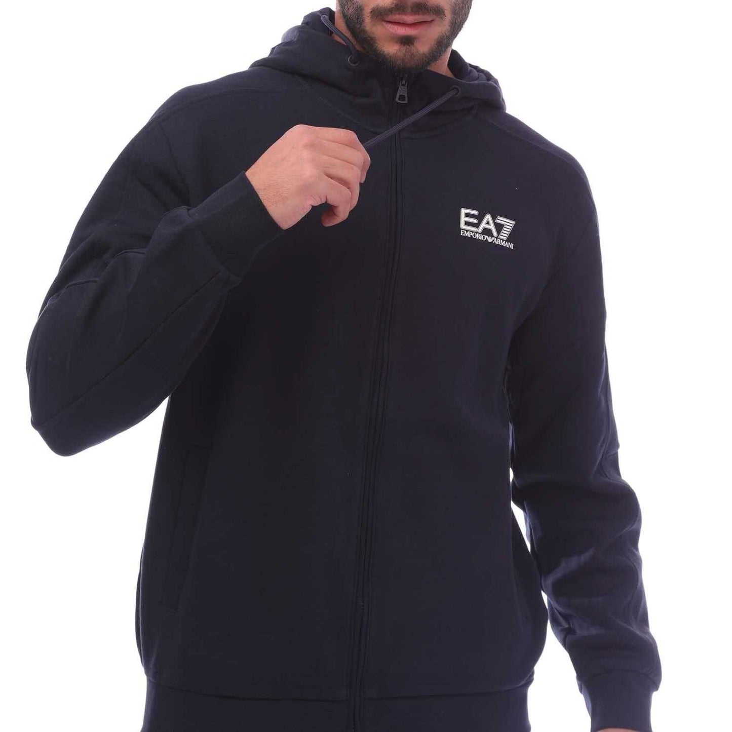 Navy - Side - Emporio Armani EA7 Mens Visibility Cotton Blend Tracksuit