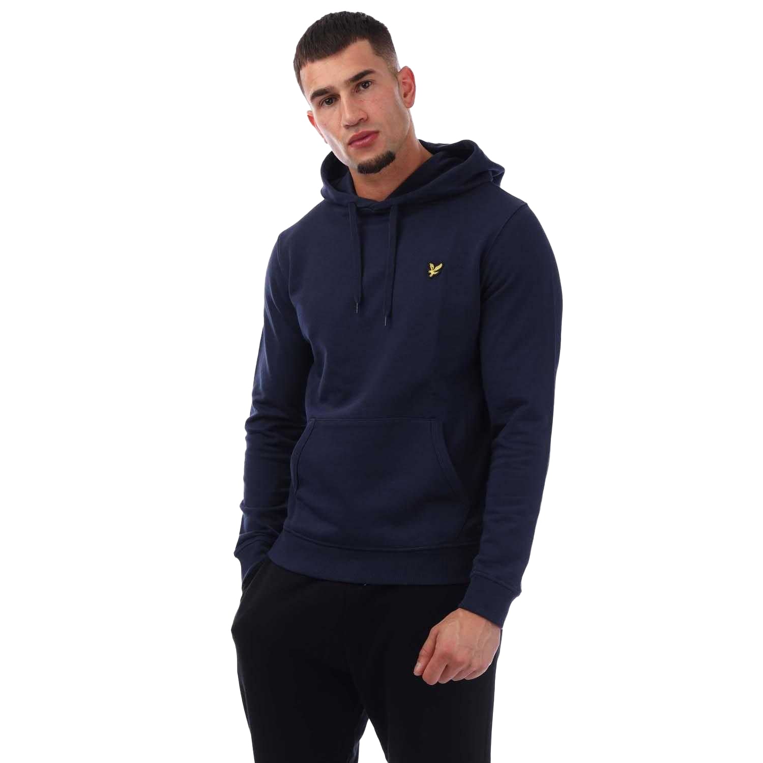 Navy - Front - Lyle & Scott Mens Flag Hoodie