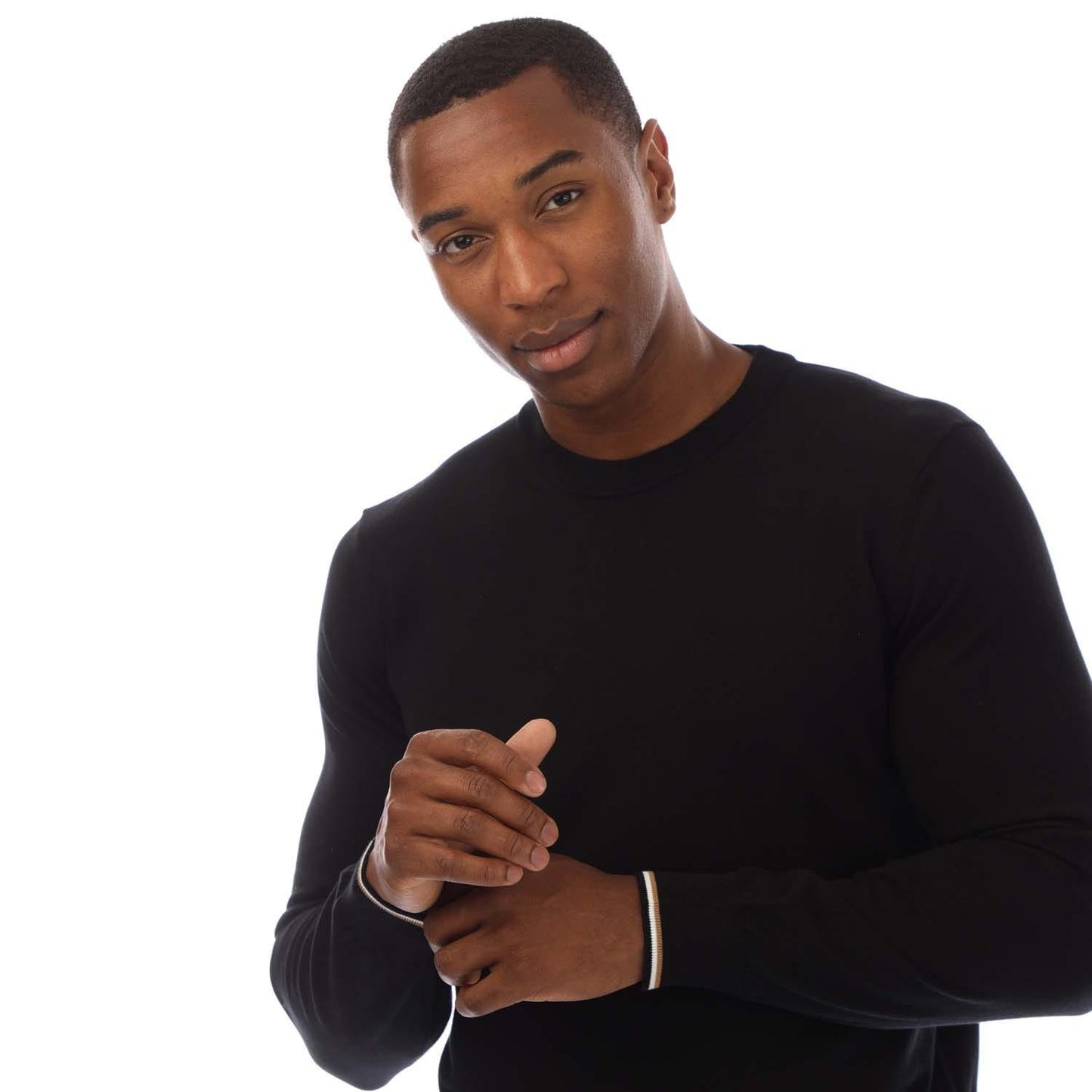 Black - Side - Hugo Boss Mens Manebello-P Crew Neck Sweatshirt