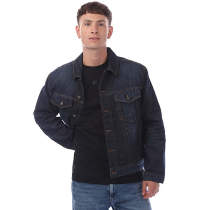 Dark Blue - Front - Hugo Boss Mens Adjustable Hem Denim Jacket