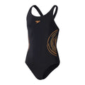 Black - Front - Speedo Girls Placement Muscleback One Piece Swimsuit
