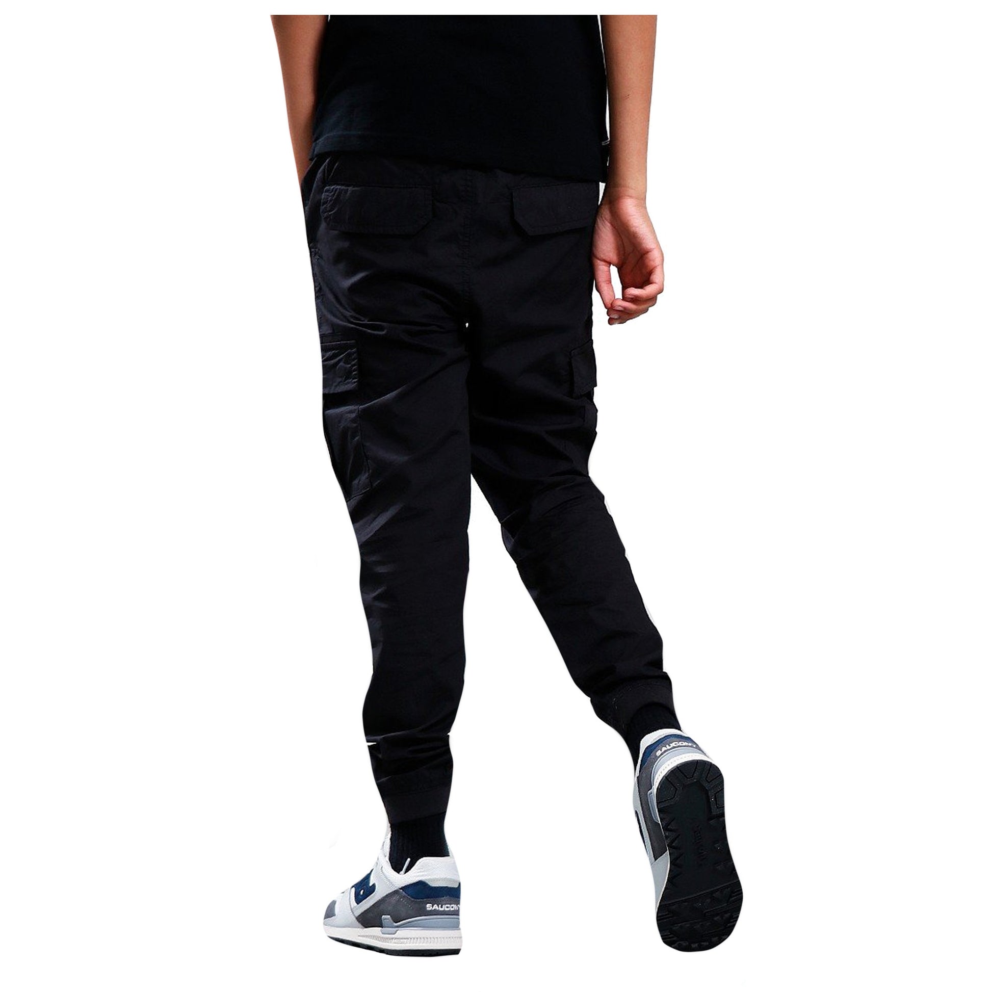 Black - Side - Weekend Offender Mens Ontario Pocket Jogging Bottoms