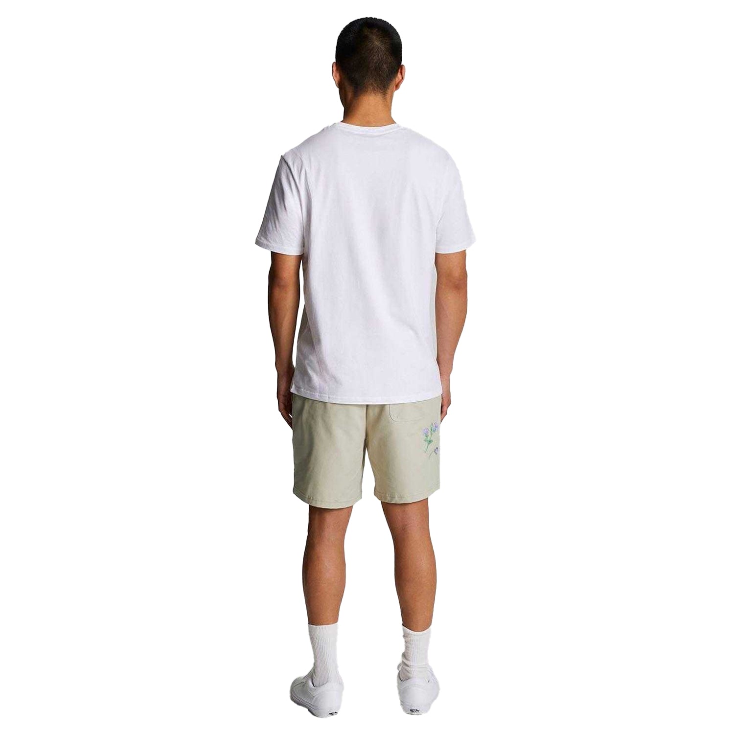 Cream - Back - Lyle & Scott Mens Thistle Club Embroidered Logo Shorts