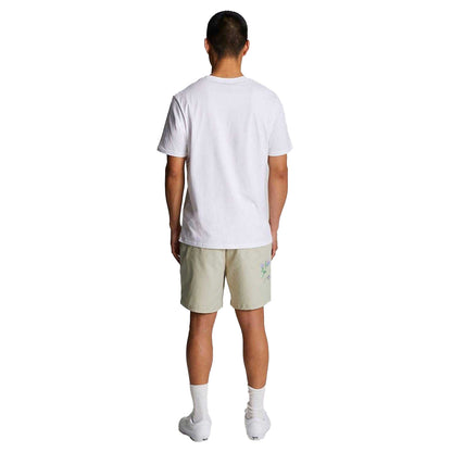 Cream - Back - Lyle & Scott Mens Thistle Club Embroidered Logo Shorts