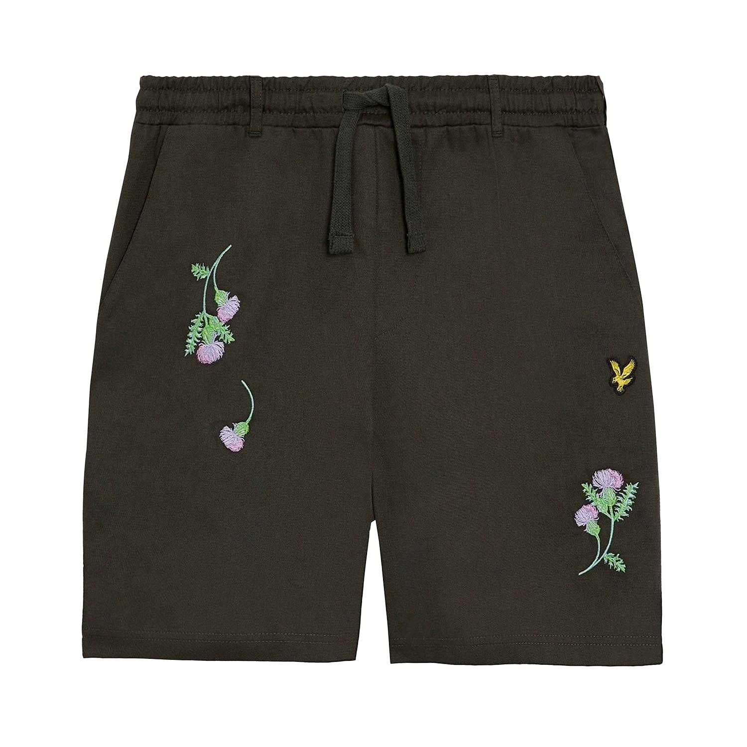 Gun Metal - Front - Lyle & Scott Mens Thistle Club Embroidered Logo Shorts