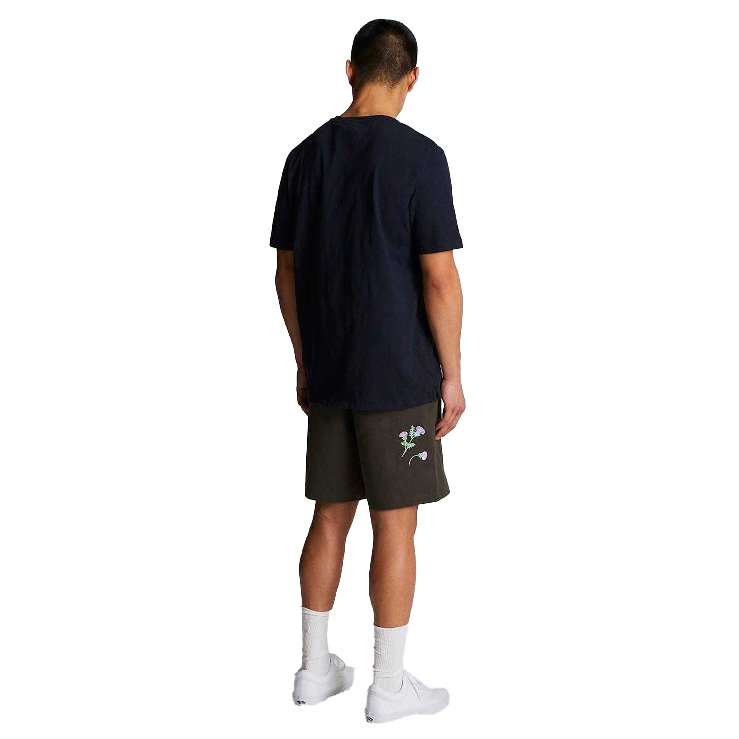 Gun Metal - Back - Lyle & Scott Mens Thistle Club Embroidered Logo Shorts
