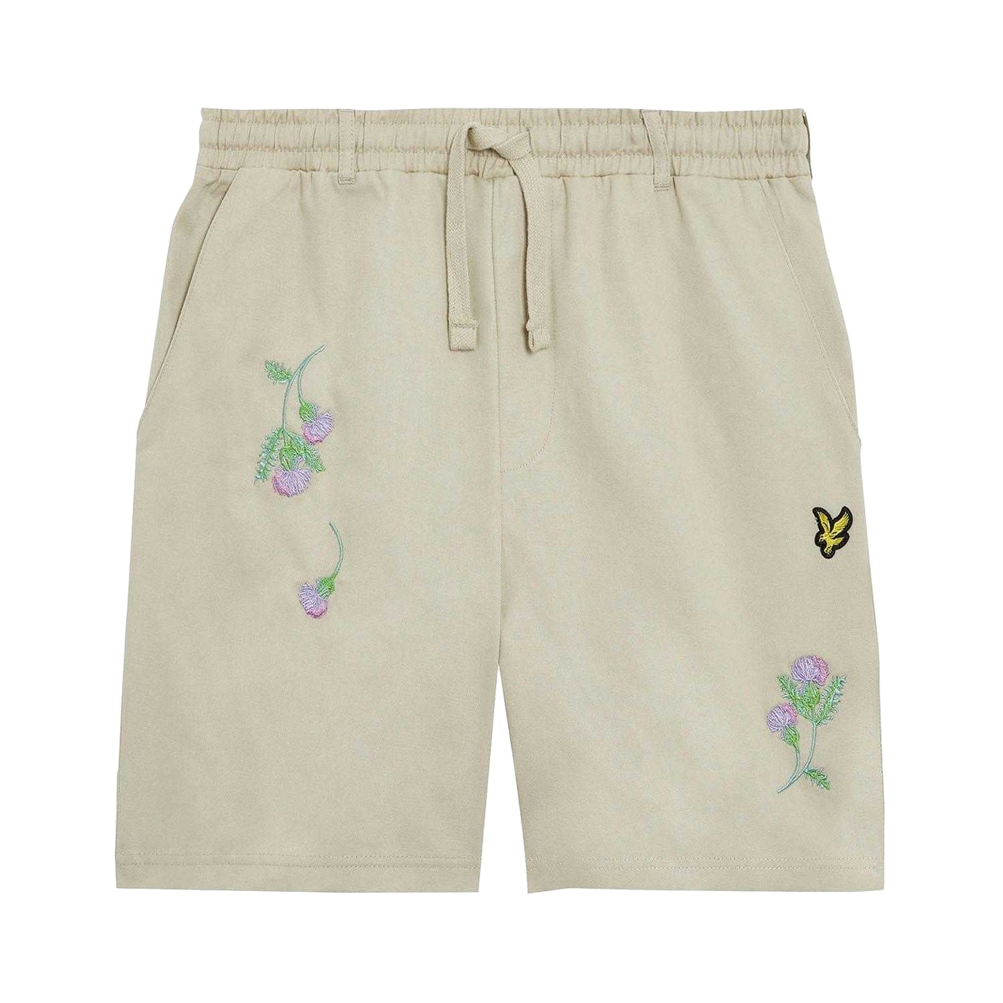 Cream - Front - Lyle & Scott Mens Thistle Club Embroidered Logo Shorts