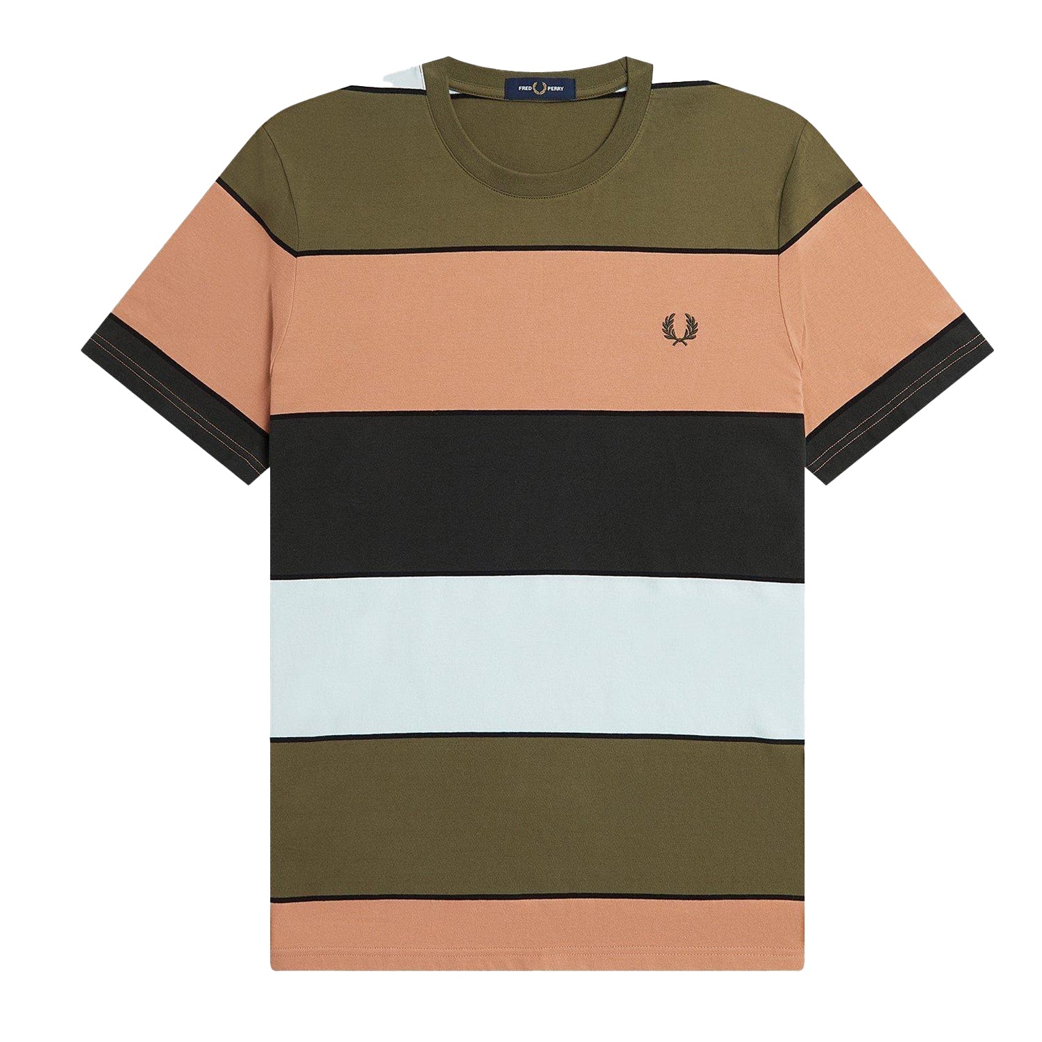 Rust - Front - Fred Perry Mens Contrast Striped T-Shirt