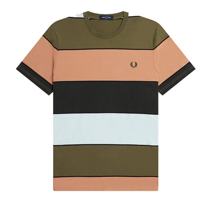 Rust - Front - Fred Perry Mens Contrast Striped T-Shirt