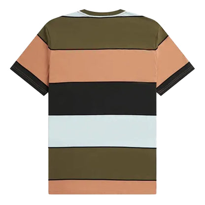 Rust - Back - Fred Perry Mens Contrast Striped T-Shirt