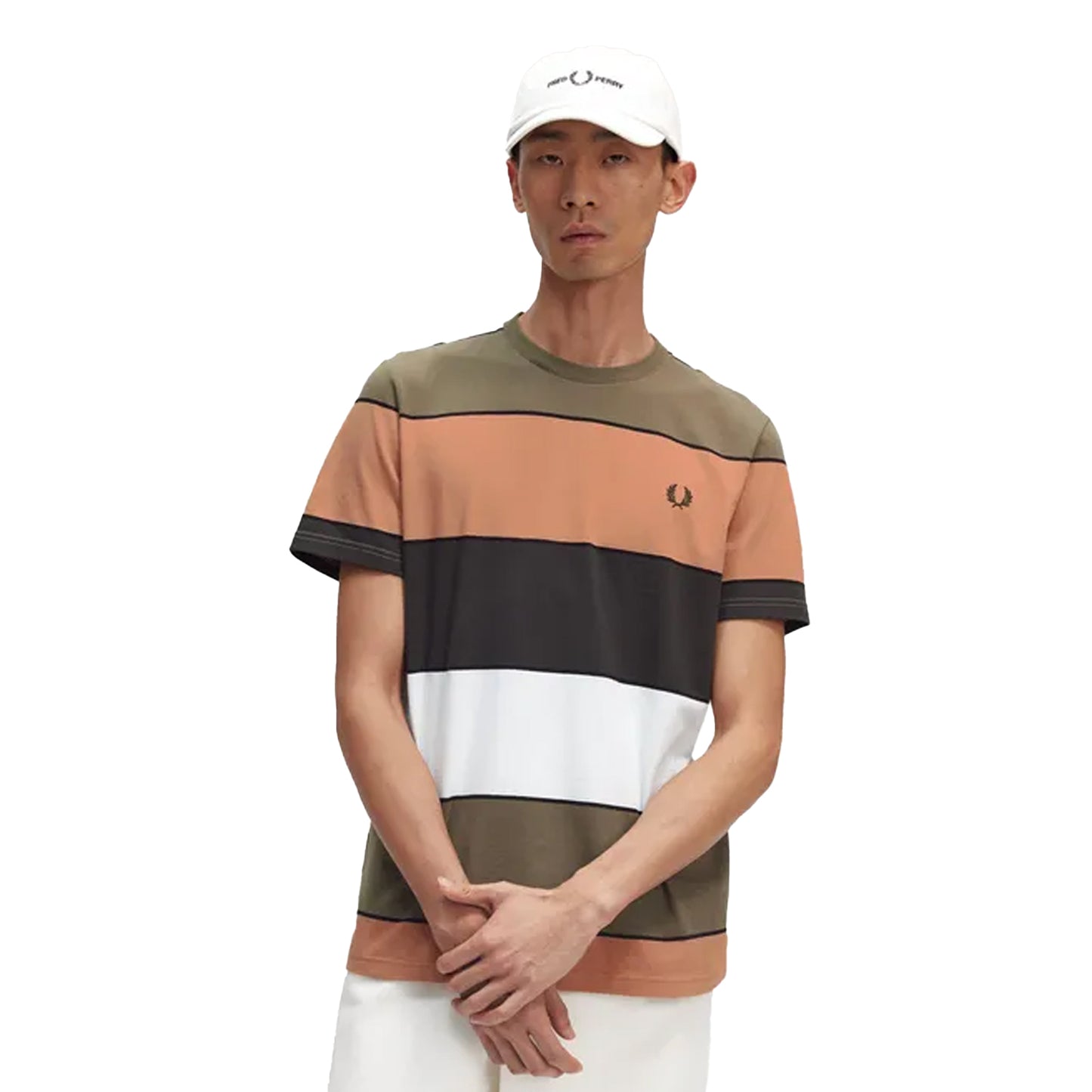 Rust - Pack Shot - Fred Perry Mens Contrast Striped T-Shirt