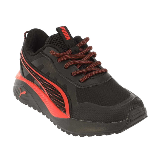 Black-Red - Front - Puma Childrens-Kids Excursion Trainers