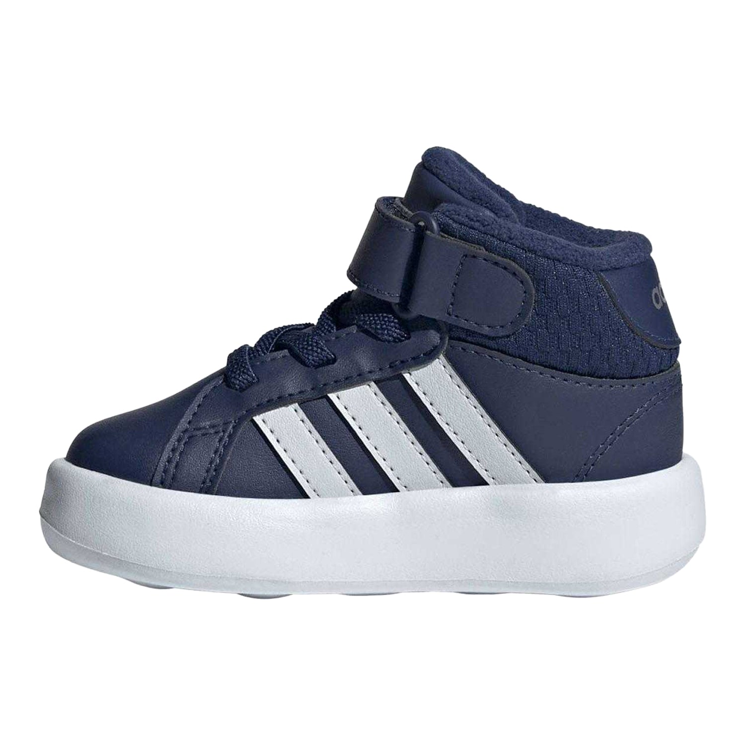 Dark Blue - Side - Adidas Baby Grand Court Mid Cut Trainers