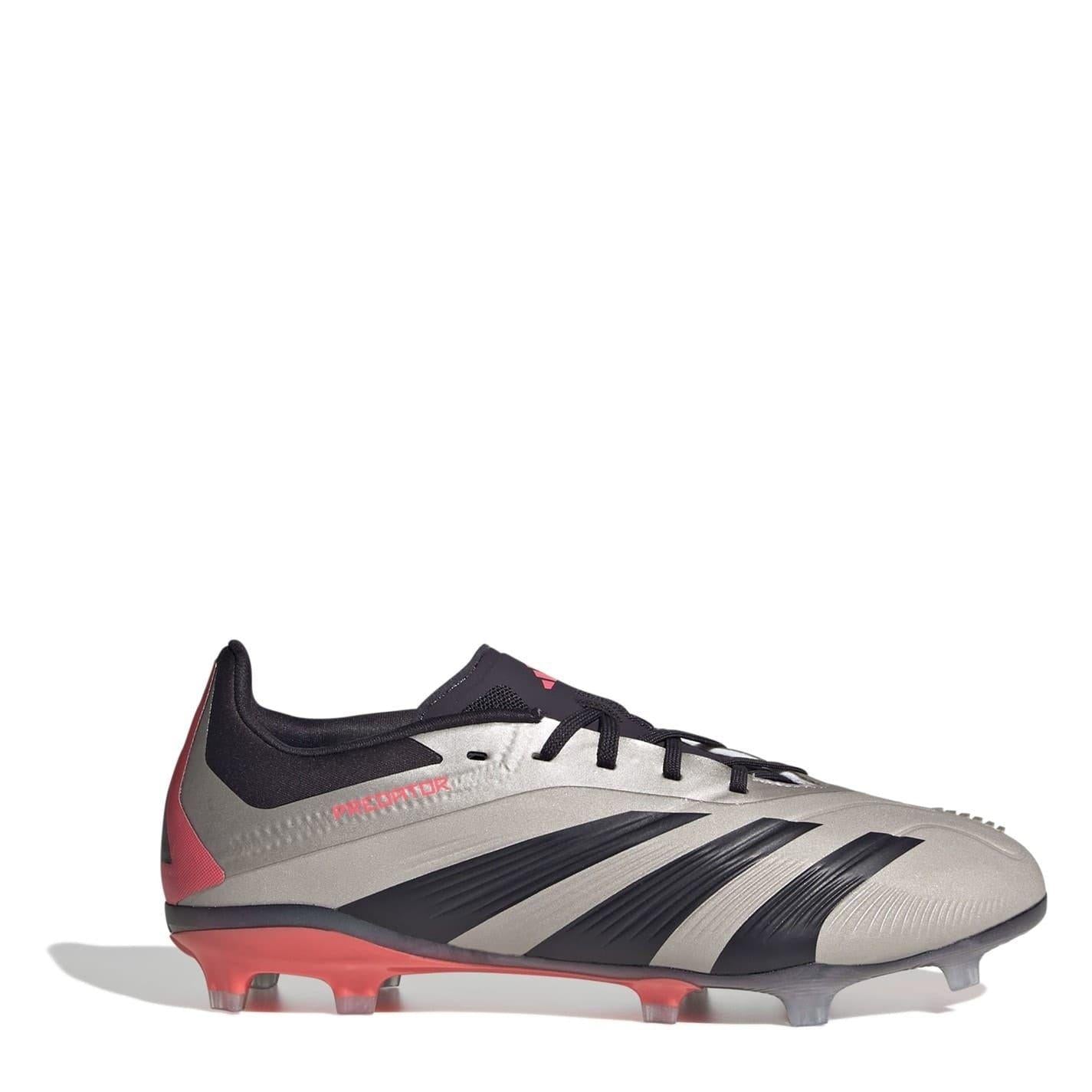 Silver-Black - Front - Adidas Childrens-Kids Predator Elite Football Boots