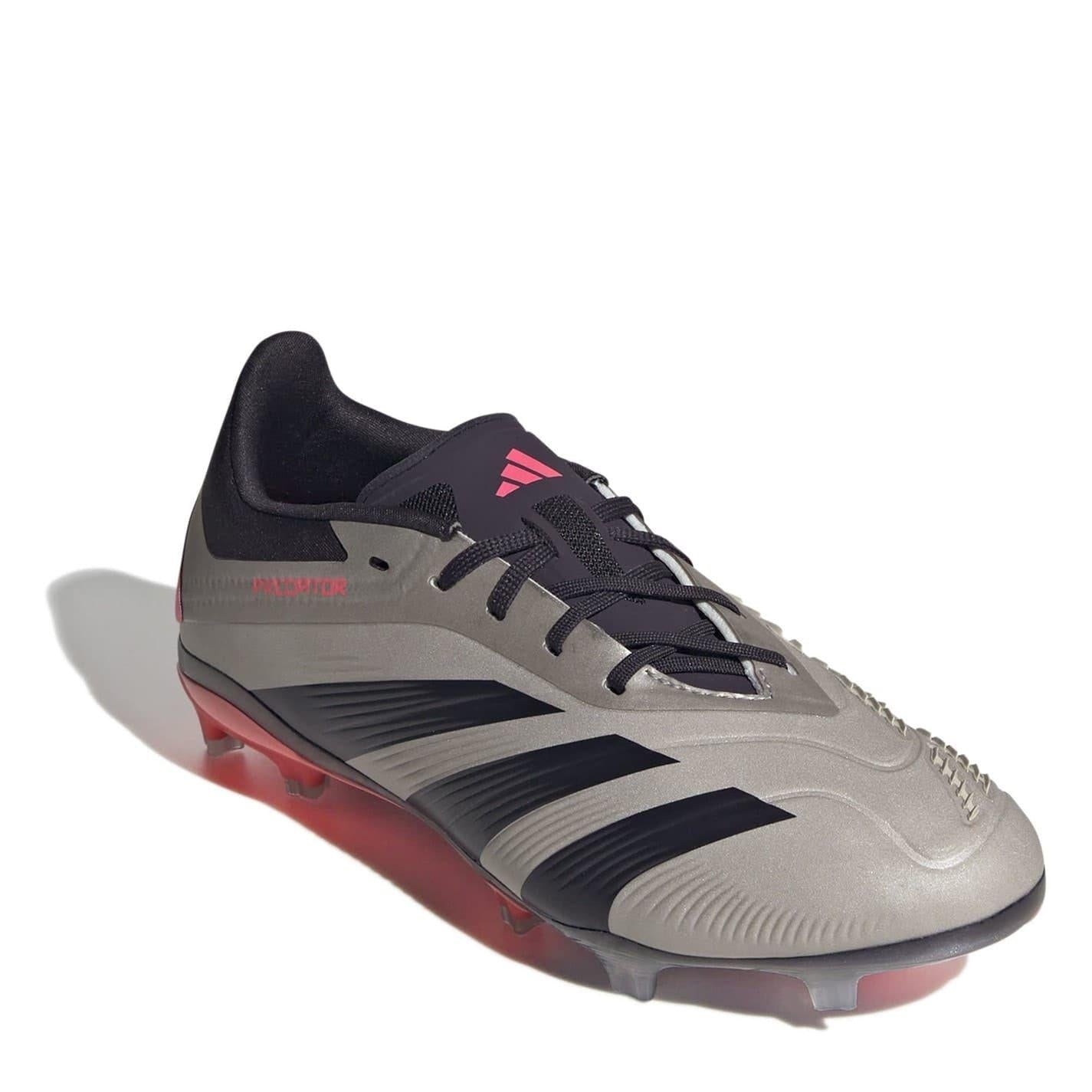 Silver-Black - Side - Adidas Childrens-Kids Predator Elite Football Boots